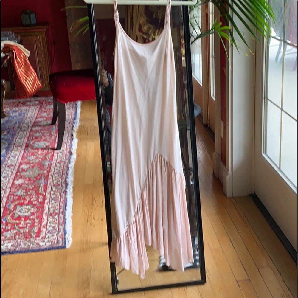 A blush colored slip dress